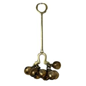 Vintage Korean Shaman Mudang Ritual Hand Bells Brass Ceremony Ethnic Folk
